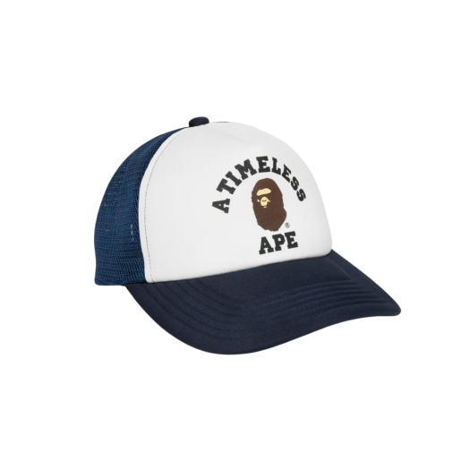 - BAPE x JJJJound College Mesh Cap White Navy