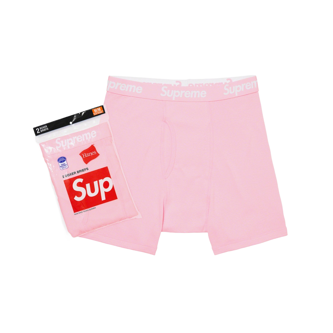 슈프림 헤인즈 박서 브리프 핑크 (2개입)(Supreme Hanes Boxer Briefs Pink (2 Pack))