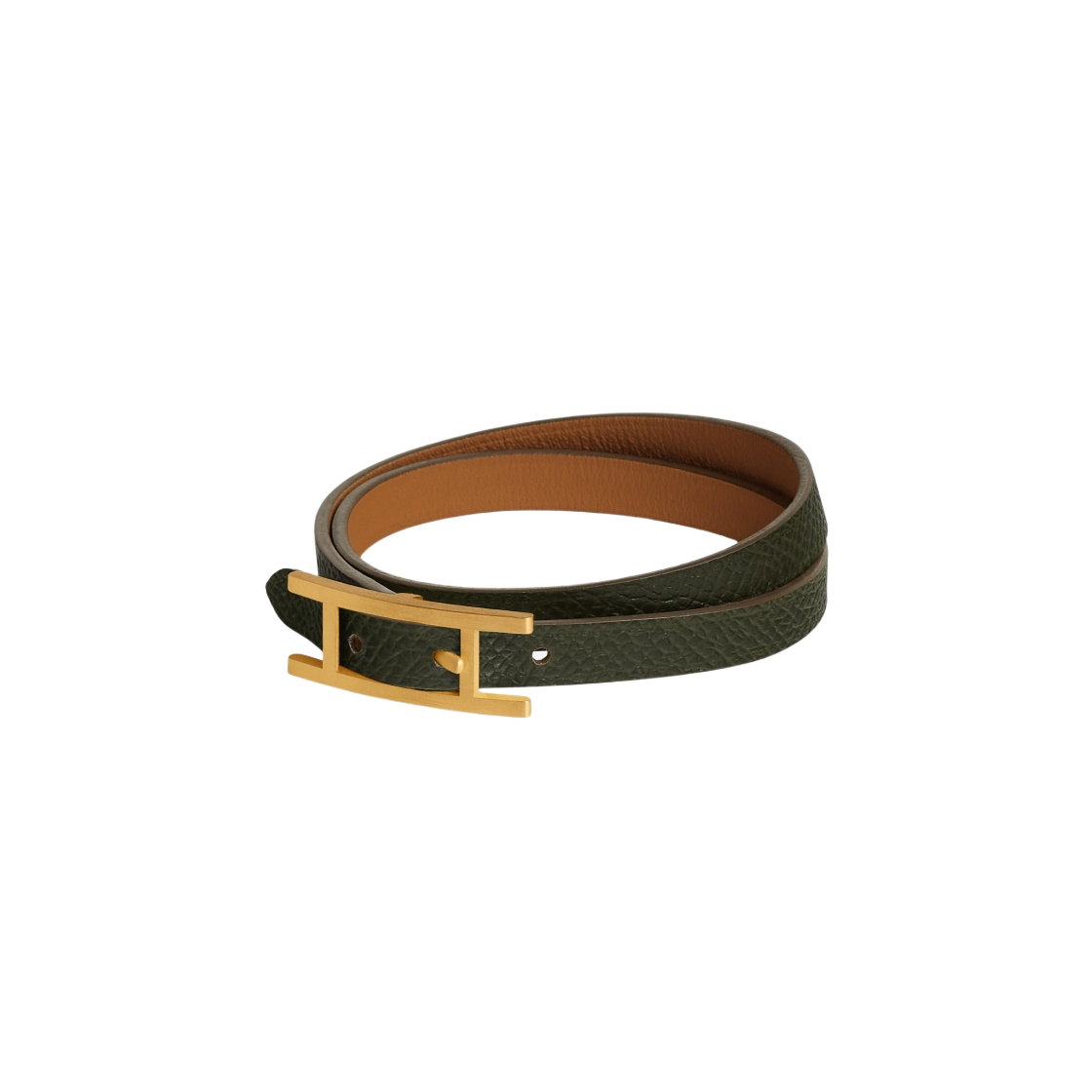 에르메스 비아피 더블 투어 브레이슬릿 스위프트 앱송 골드 하드웨어 & 골드 베르 드 그리(Hermes Behapi Double Tour Bracelet Swift Epsom Gold & Gold Vert De Gris) - 2