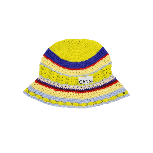 (W) Ganni Crochet Bucket Hat Heather