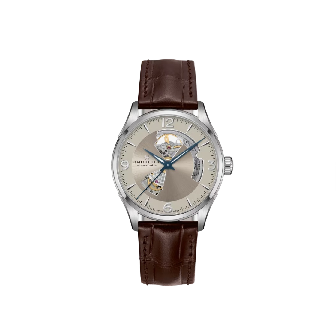 해밀턴 재즈마스터 오픈 하트 오토 42mm 스테인리스 스틸 카프 레더 실버(Hamilton Jazzmaster Open Heart Auto 42mm Stainless Steel Calf Leather Silver)