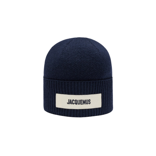 236AC606-5088-380 Jacquemus Le Bonnet Grosgrain Logo Beanie Navy