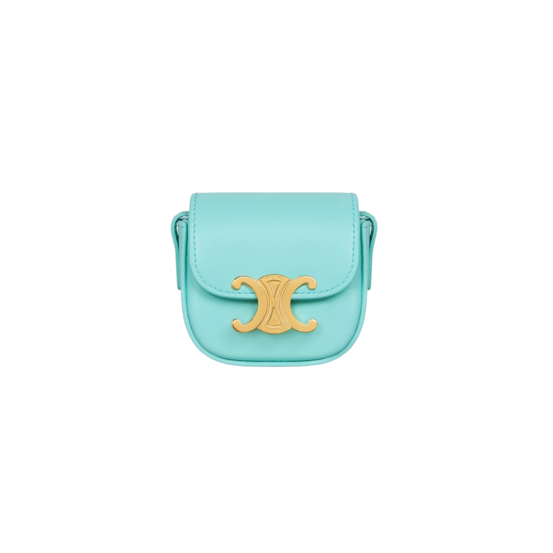 셀린느 샤이니 카프스킨 스트랩 에어팟 케이스 터콰이즈(Celine AirPods Case with Strap in Shiny Calfskin Turquoise) - 1