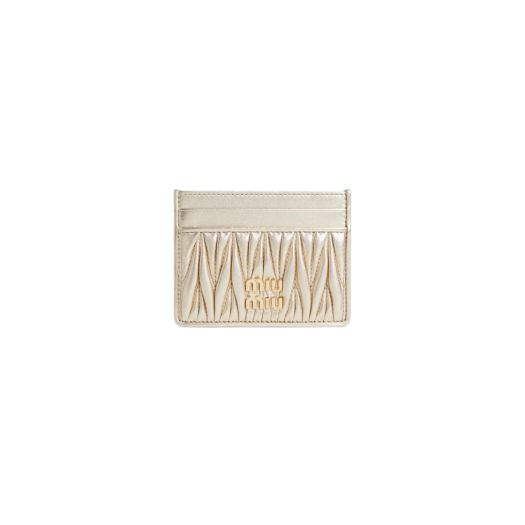 Miu Miu Matelasse Nappa Leather Card Holder Pyrite