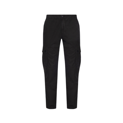 Stone Island 303WA Brushed Cotton Canvas Garment Dyed Cargo Pants Black - 23SS