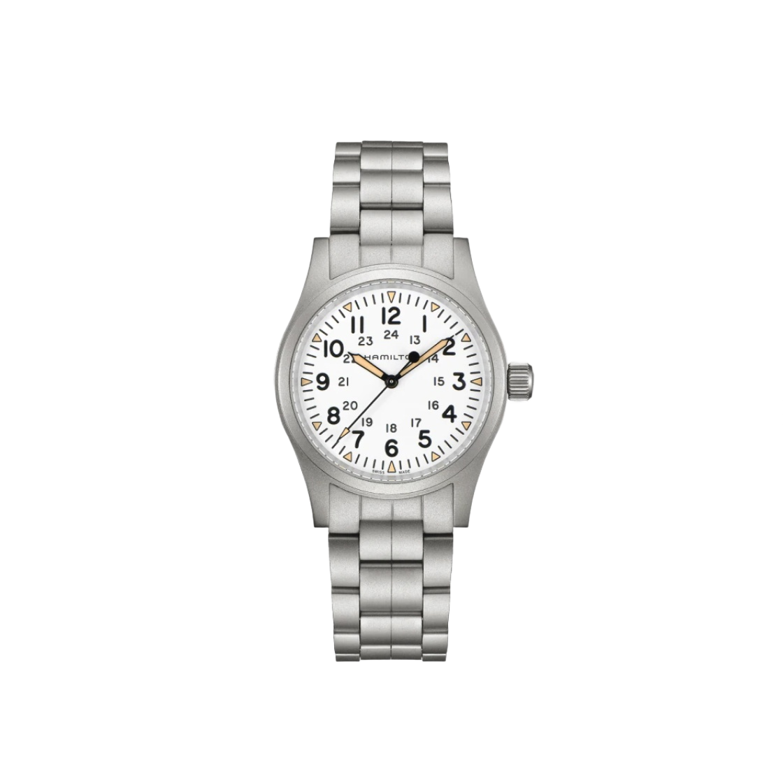 해밀턴 카키 필드 메카니컬 38mm 스테인리스 스틸 화이트