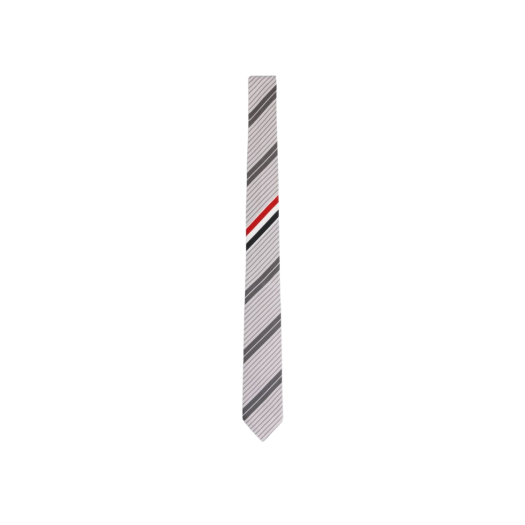 Thom Browne Silk and Cotton Jacquard Outlined Stripe Classic Tie Multicolor Medium Grey