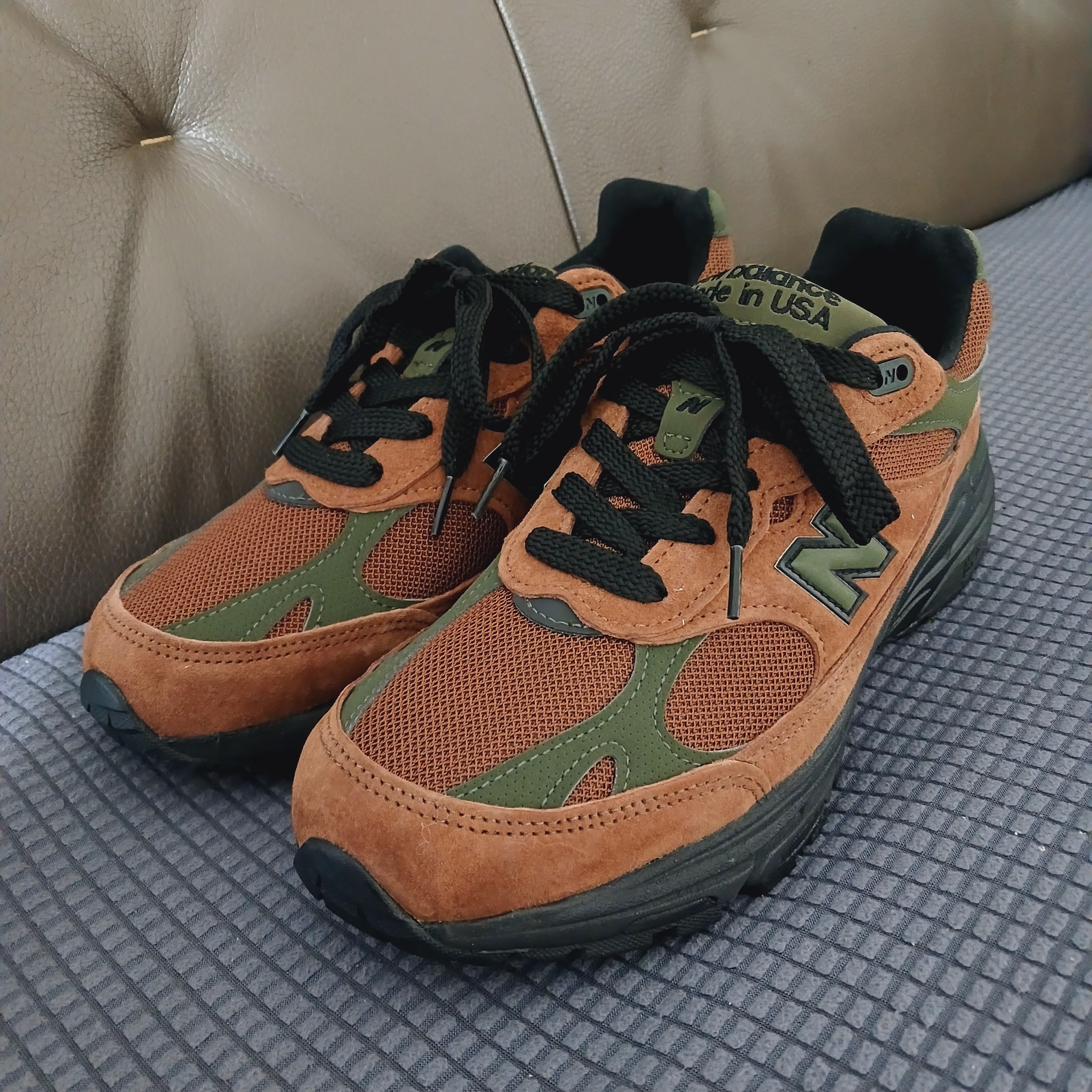 (W) New Balance x Aime Leon Dore 993 Made in USA Brown, New Balance x Aime Leon Dore 993 Made in USA Brown 착용 스타일 - 2