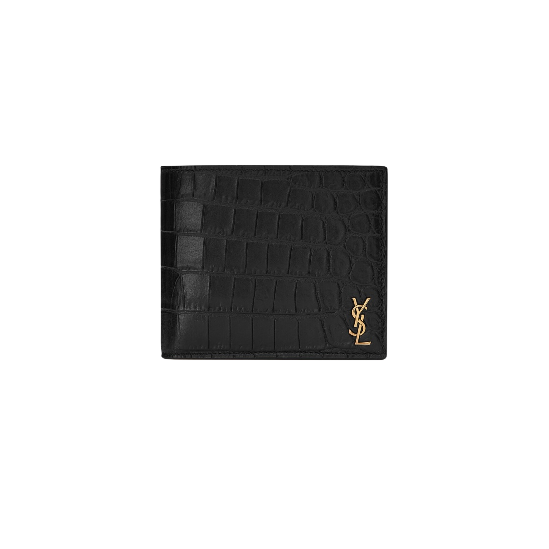 607727-DZEDW-1000 Saint Laurent Tiny Cassandre East/West Wallet In Crocodile Embossed Matte Leather Black - 대표 이미지 #1