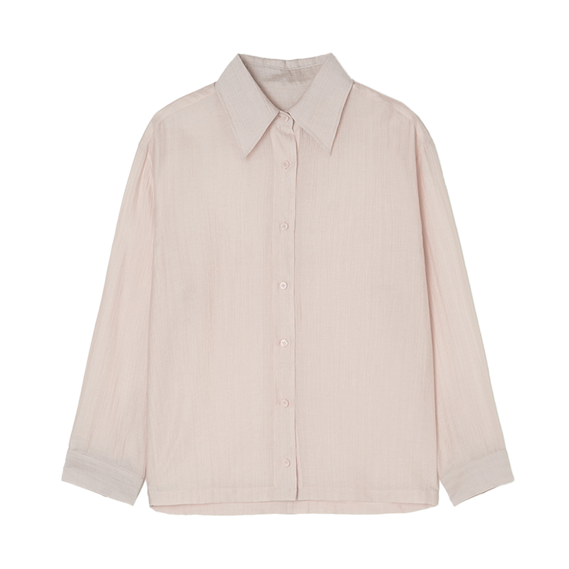 비뮤즈맨션 링클 루즈핏 셔츠 크림 라이트 핑크(BEMUSE MANSION Wrinkle loose fit shirts Light pink)