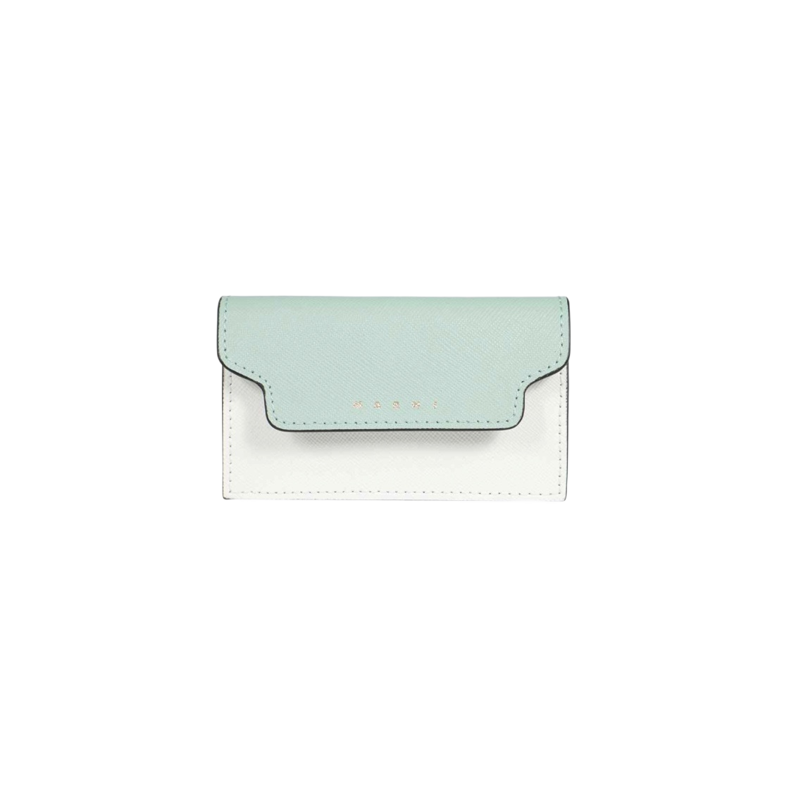 PFMOT05U21-LV520-Z120N Marni Saffiano Business Card Case Teagreen Limestone Lightcamel - 대표 이미지 #1
