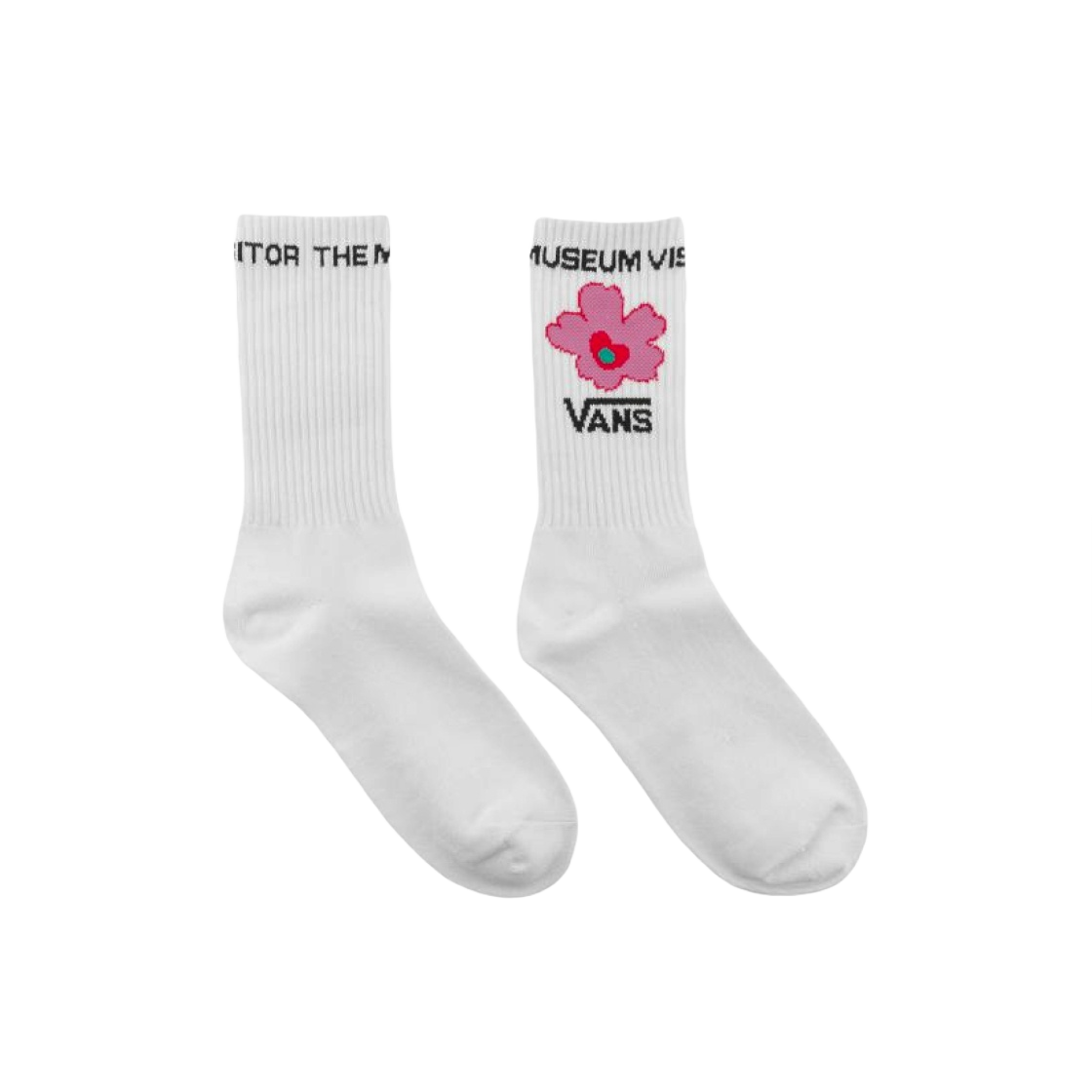 반스 x 더뮤지엄비지터 로고 크루 삭스 화이트(Vans x The Museum Visitor Logo Crew Socks White)