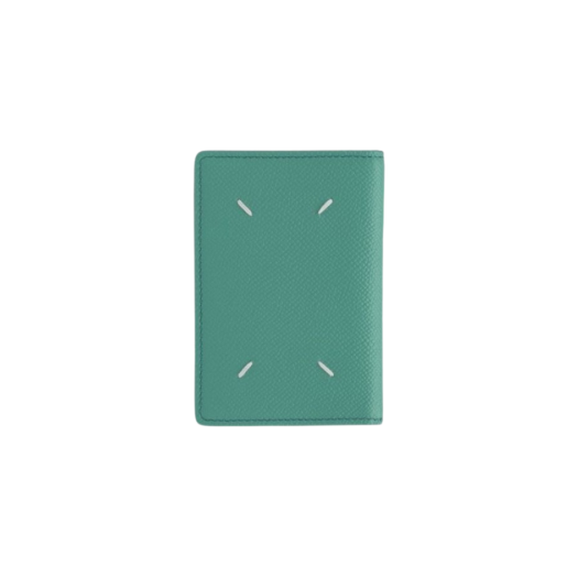 Maison Margiela Leather Bi-Fold Card Holder Vert D'eau