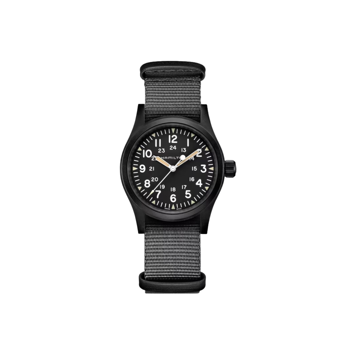 해밀턴 카키 필드 메카니컬 38mm 나토 스트랩 블랙(Hamilton Khaki Field Mechanical 38mm Nato Strap Black)
