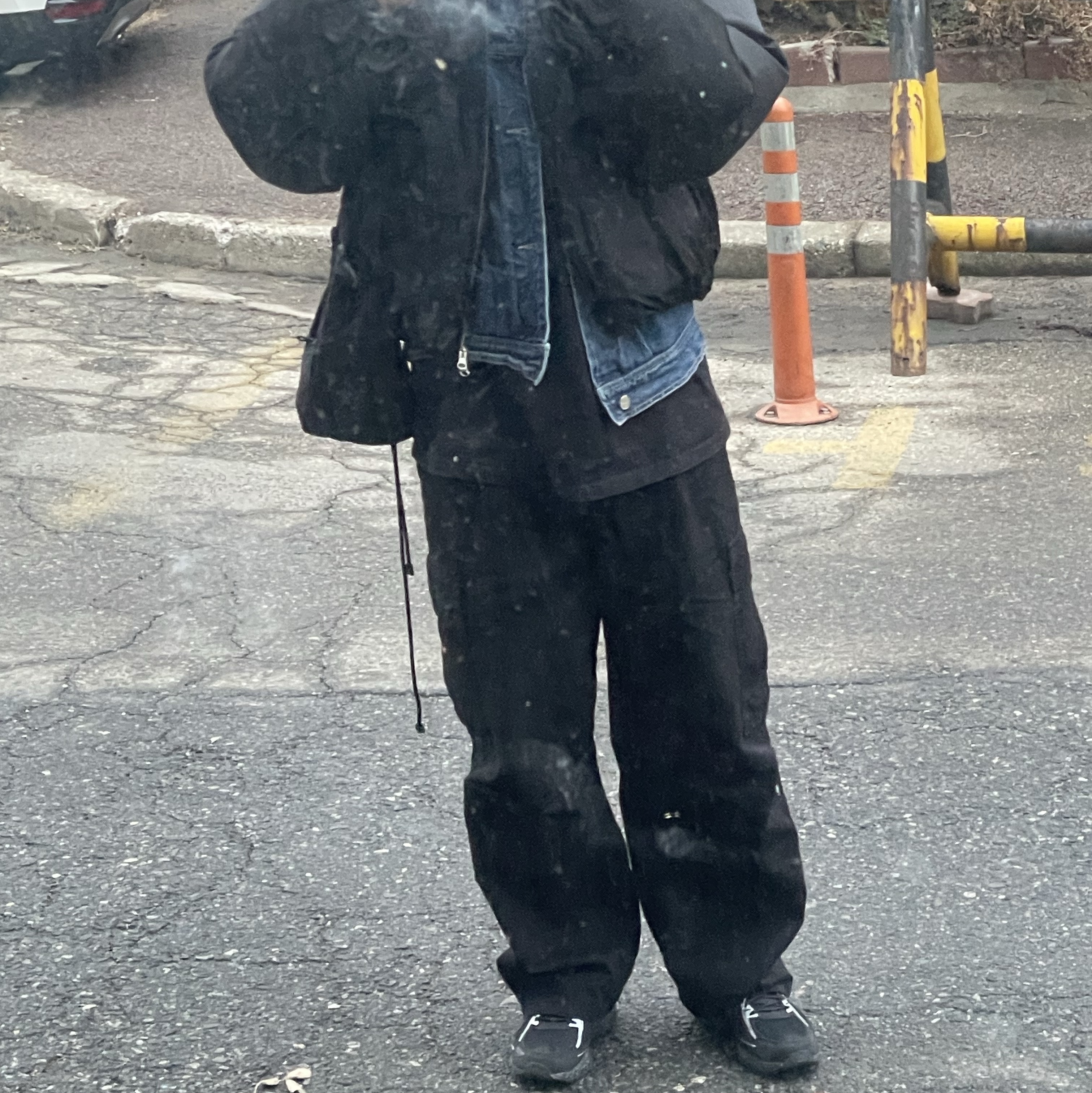 Carhartt WIP Cole Cargo Pants Black Garment Dyed, Asics Gel-Venture 6 Trail Black 착용 스타일