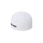 (W) Miu Miu Crochet Hat White