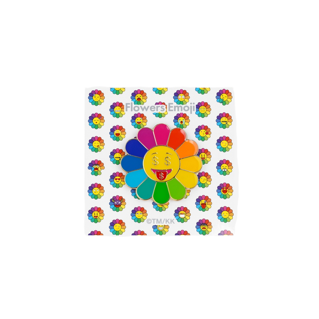 - Kaikai Kiki Flower Emoji Pin $ Rainbow