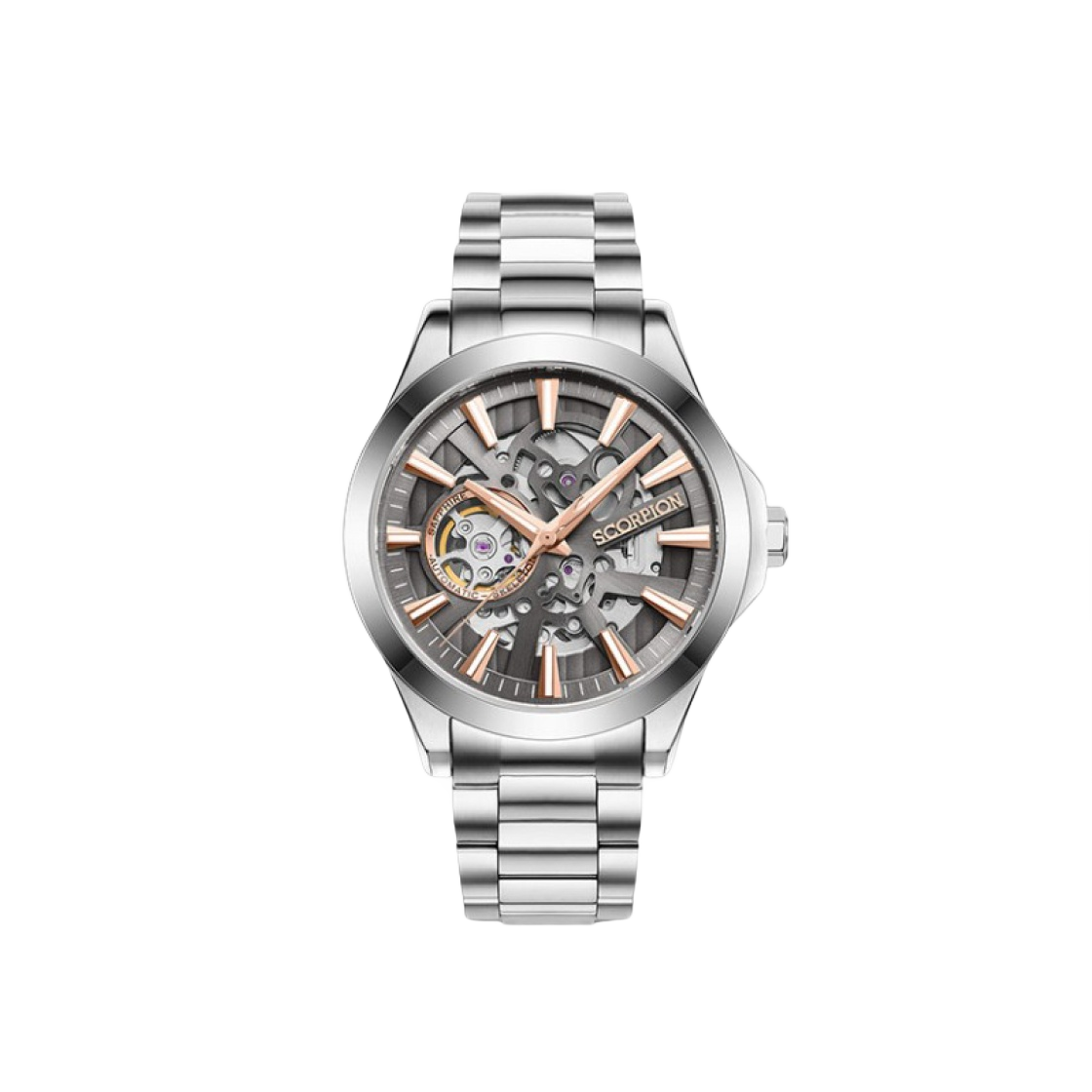 스콜피온 42mm 스켈레톤 오토매틱 메탈 워치 화이트 그레이(Scorpion 42mm Skeleton Automatic Metal Watch White Grey)