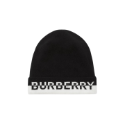 Burberry Logo Intarsia Cashmere Beanie Black White