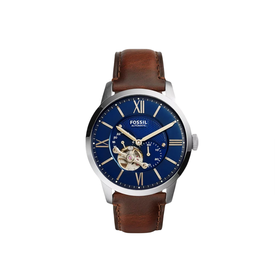 ME3110 Fossil Townsman Mechanical Automatic 44mm Leather Blue Silver Brown
