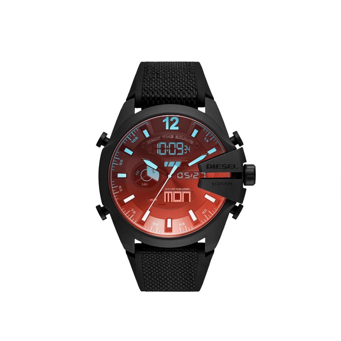 DZ4548 Diesel DZ4548 Mega Chief Analog Digital 51mm Nylon Silicone Black