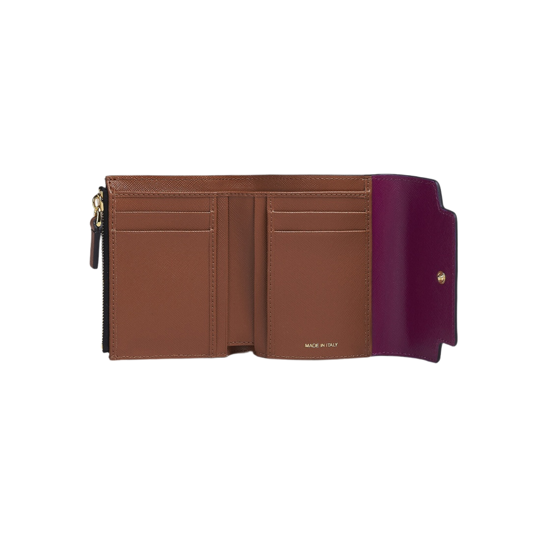 PFMO0052U8-LV520-Z563N Marni Saffiano Tri-Fold Wallet Purple Grey Brown - #2
