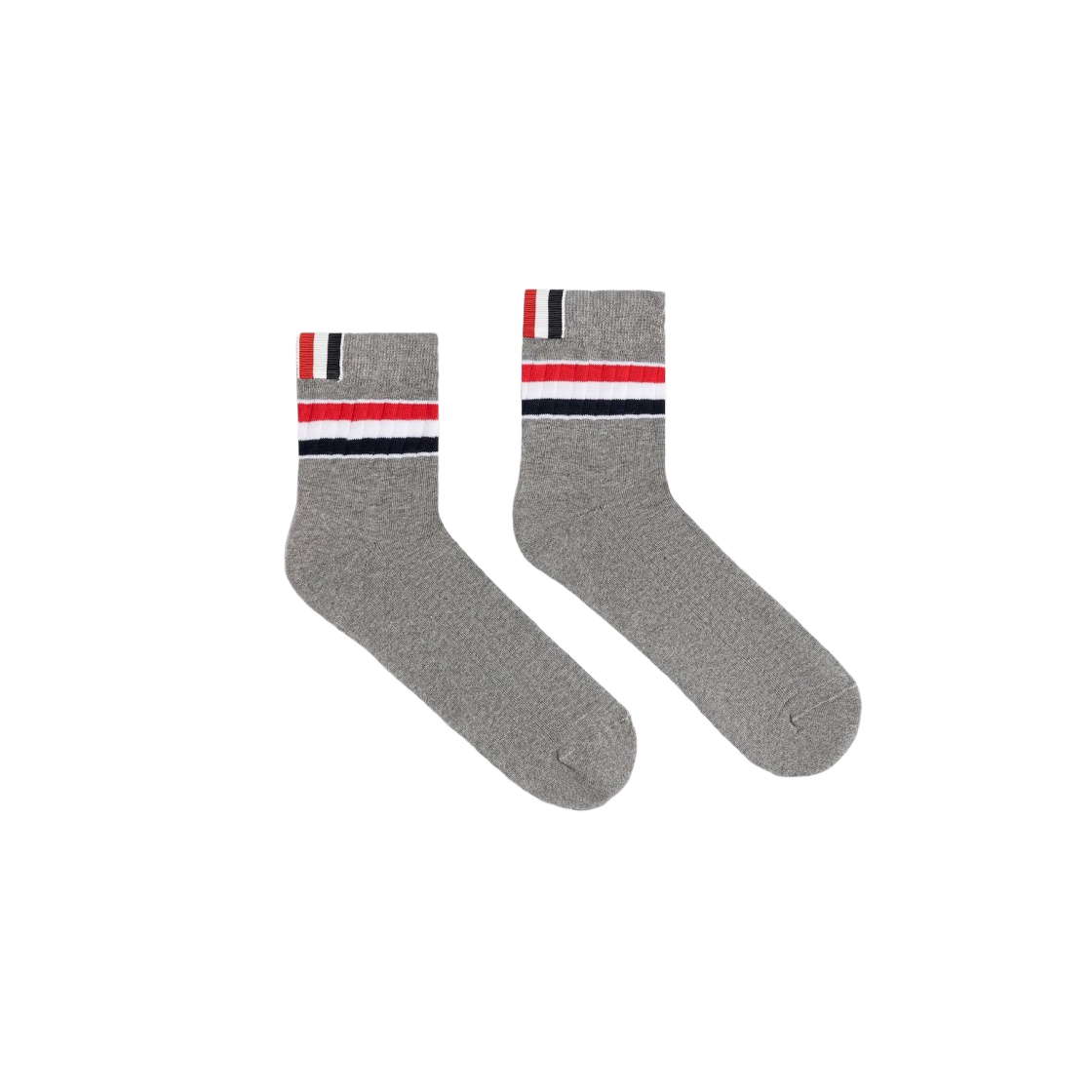 (W) 톰브라운 애슬레틱 립 스트라이프 앵클 삭스 라이트 그레이((W) Thom Browne Athletic Rib Stripe Ankle Socks Light Grey) - 1