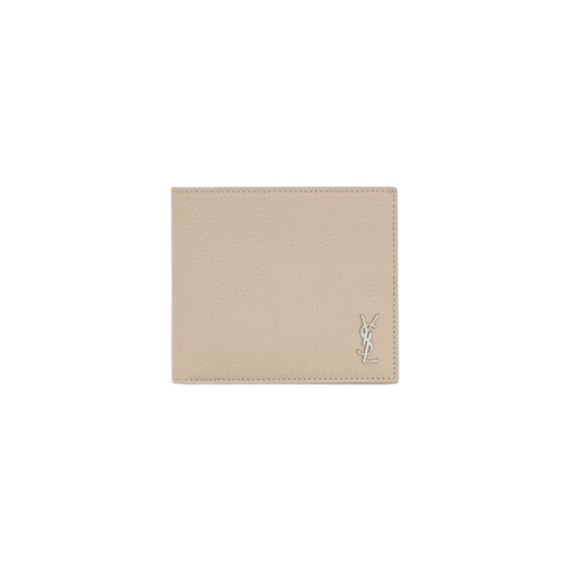 Saint Laurent Tiny Cassandre East/West Wallet In Grained Leather Sea Salt
