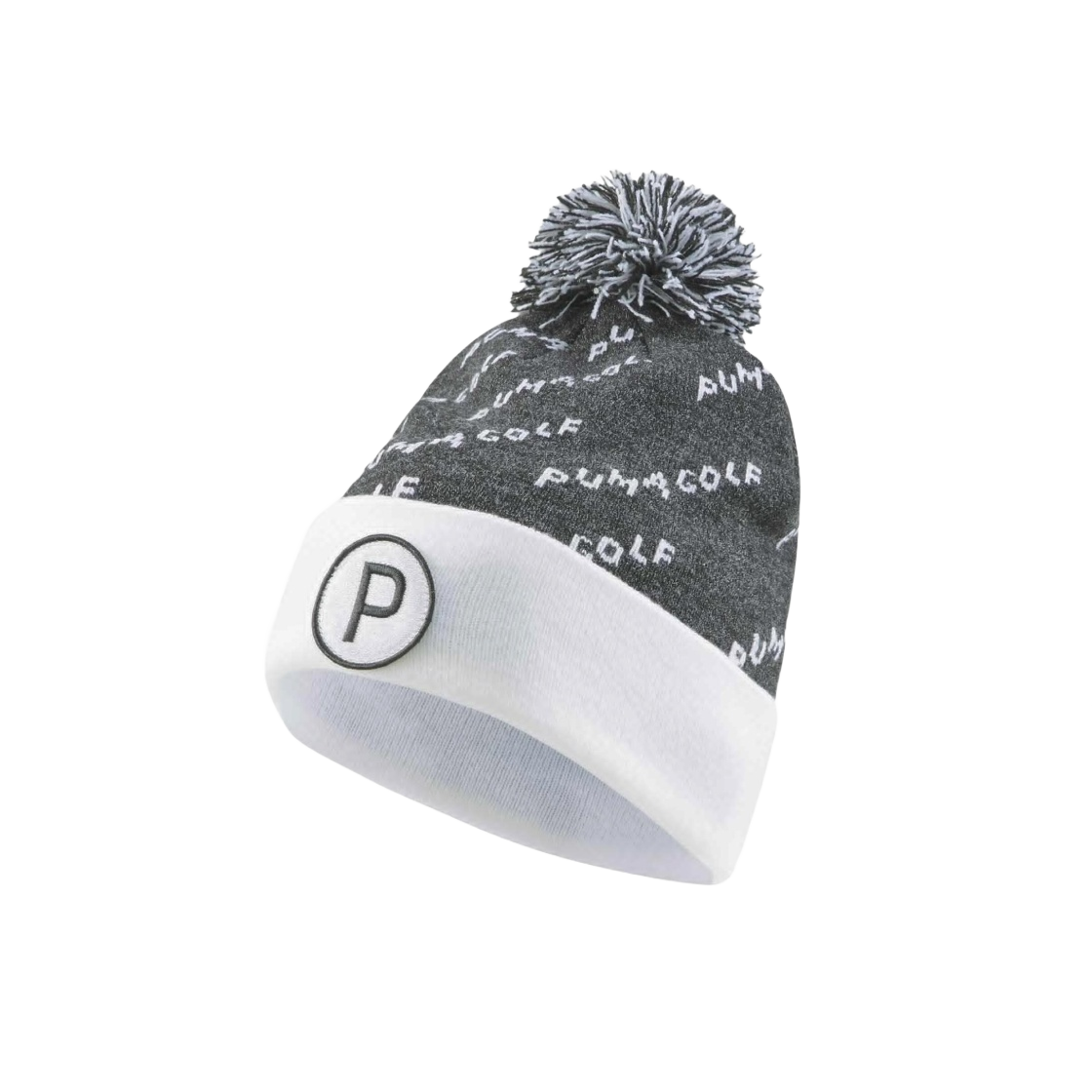 024148-02 Puma Golf P Removable Pom Beanie Black Bright White