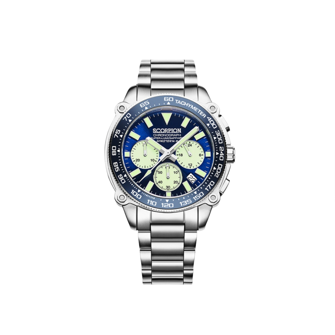 스콜피온 슈퍼루미 크로노그래프 메탈 워치 블루(Scorpion Super Lumi Chronograph Metal Watch Blue)