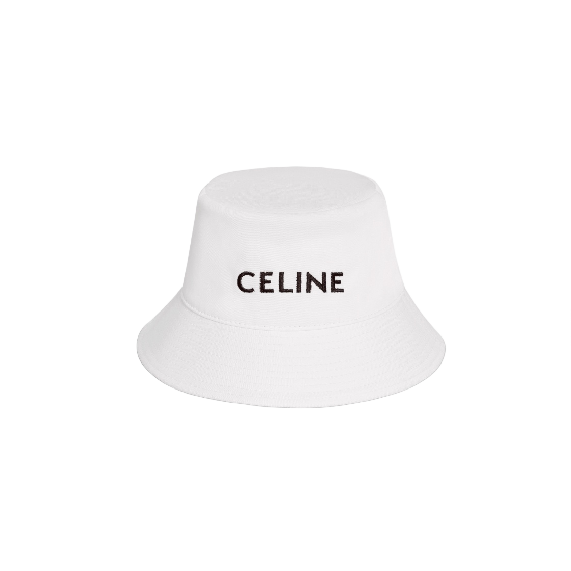 2AUO4968P-01OW Celine Embroidered Bucket Hat in Cotton Gabardine Off White
