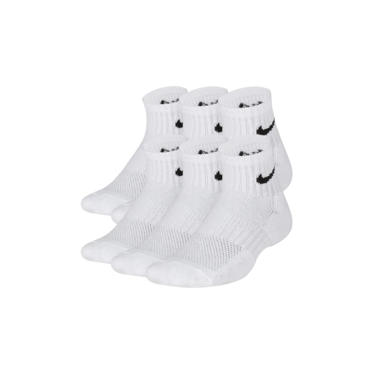 (Kids) Nike Everyday Cushioned Ankle Socks White Black (6 Pack/Korean Ver.)