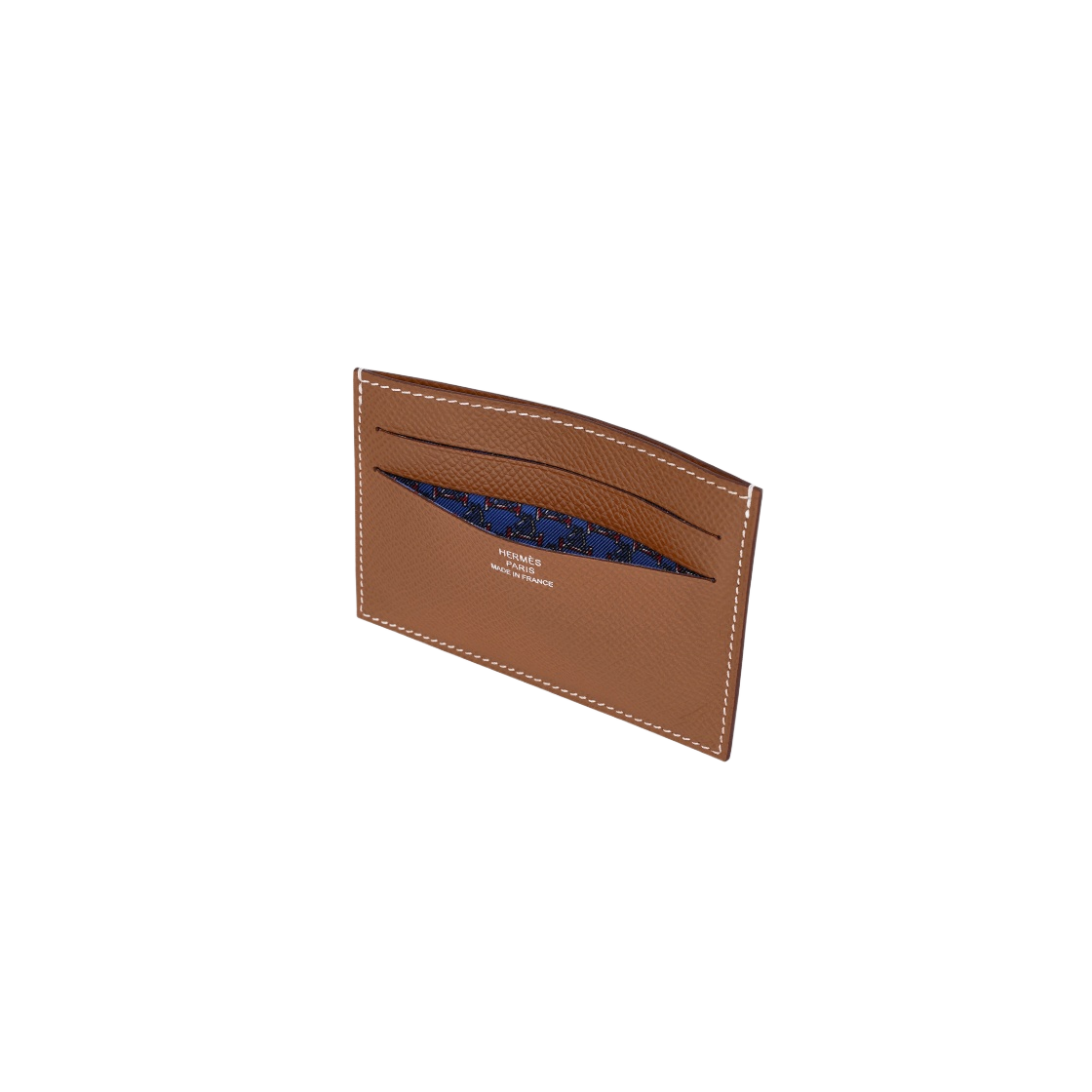 H084441CAAA Hermes Citizen Twill Card Holder Epsom & Gold Bleu France - #2