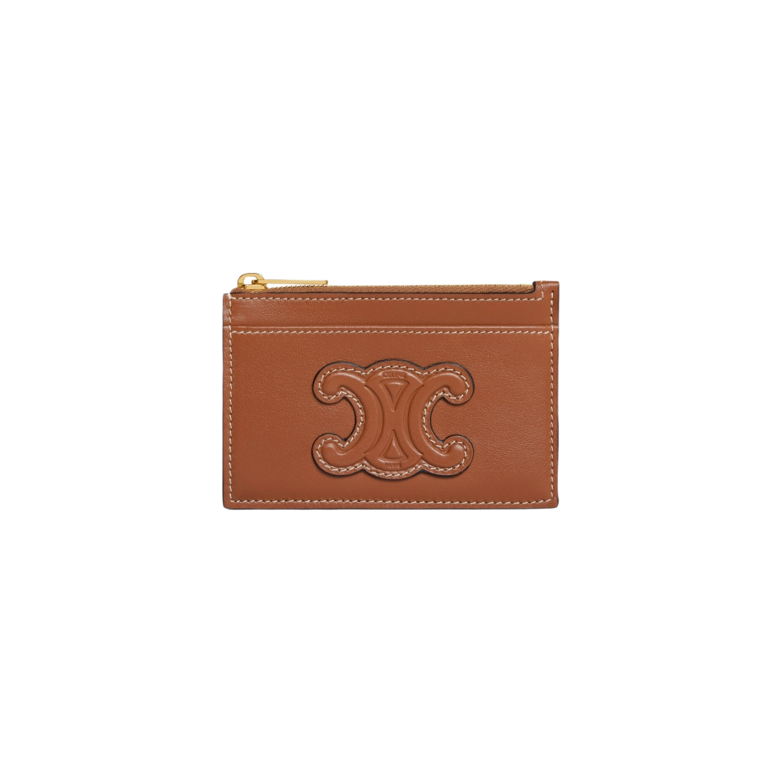 10K583EMJ-04LU Celine Zipped Card Holder in Smooth Lambskin Tan - 대표 이미지 #1
