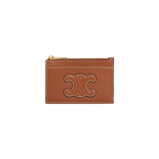 Celine Zipped Card Holder in Smooth Lambskin Tan
