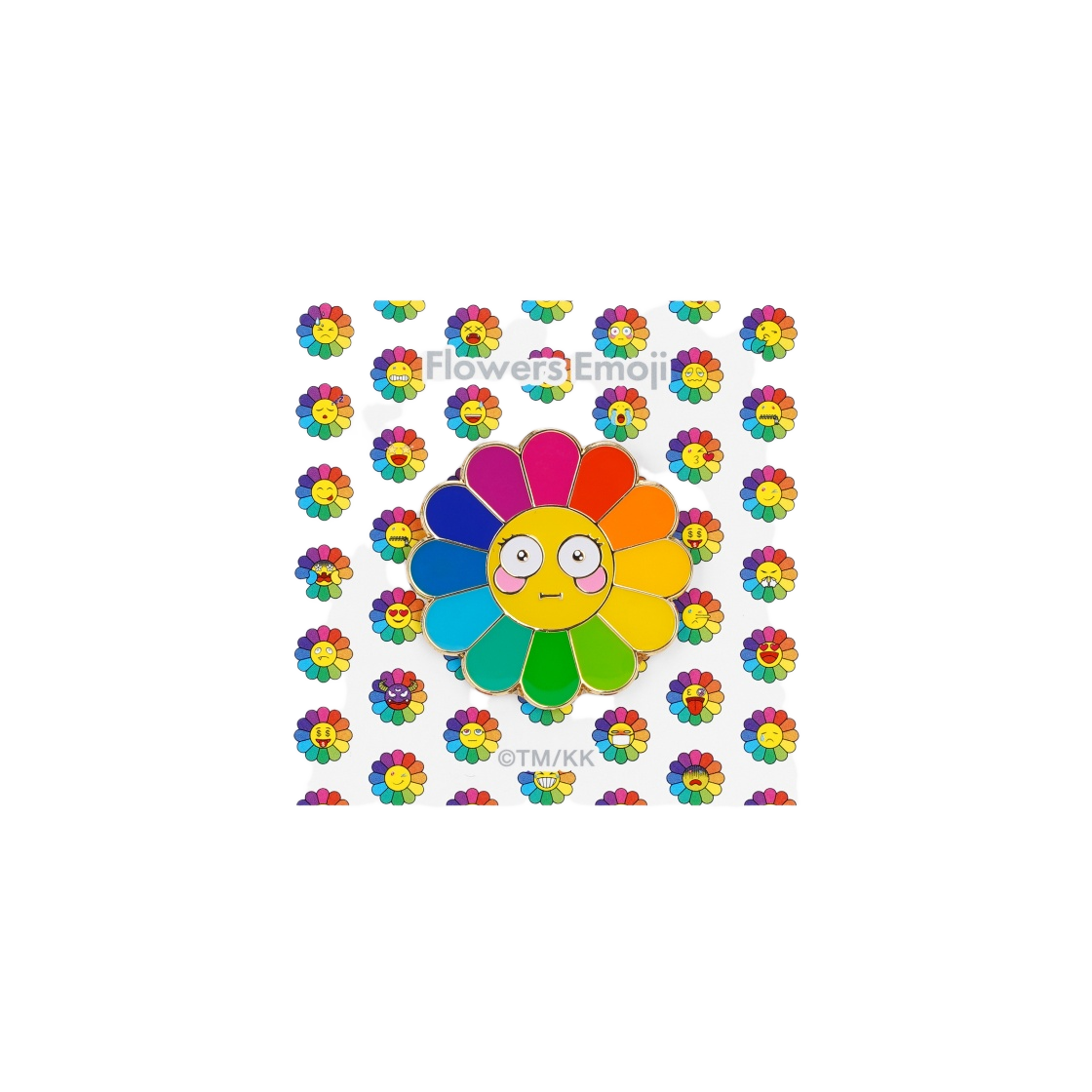 - Kaikai Kiki Flower Emoji Pin Flushed Face Rainbow