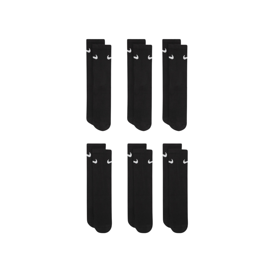SX6910-010 (Kids) Nike Performance Cushioned Crew Training Socks Black (6 Pack/Korean Ver.)