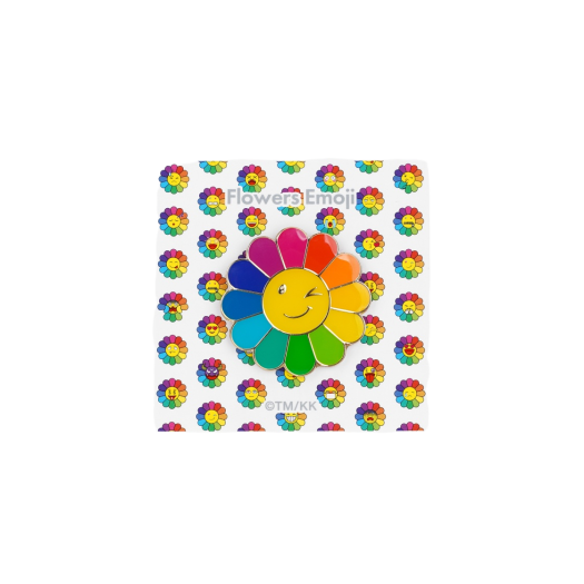 Kaikai Kiki Flower Emoji Pin Wink Rainbow
