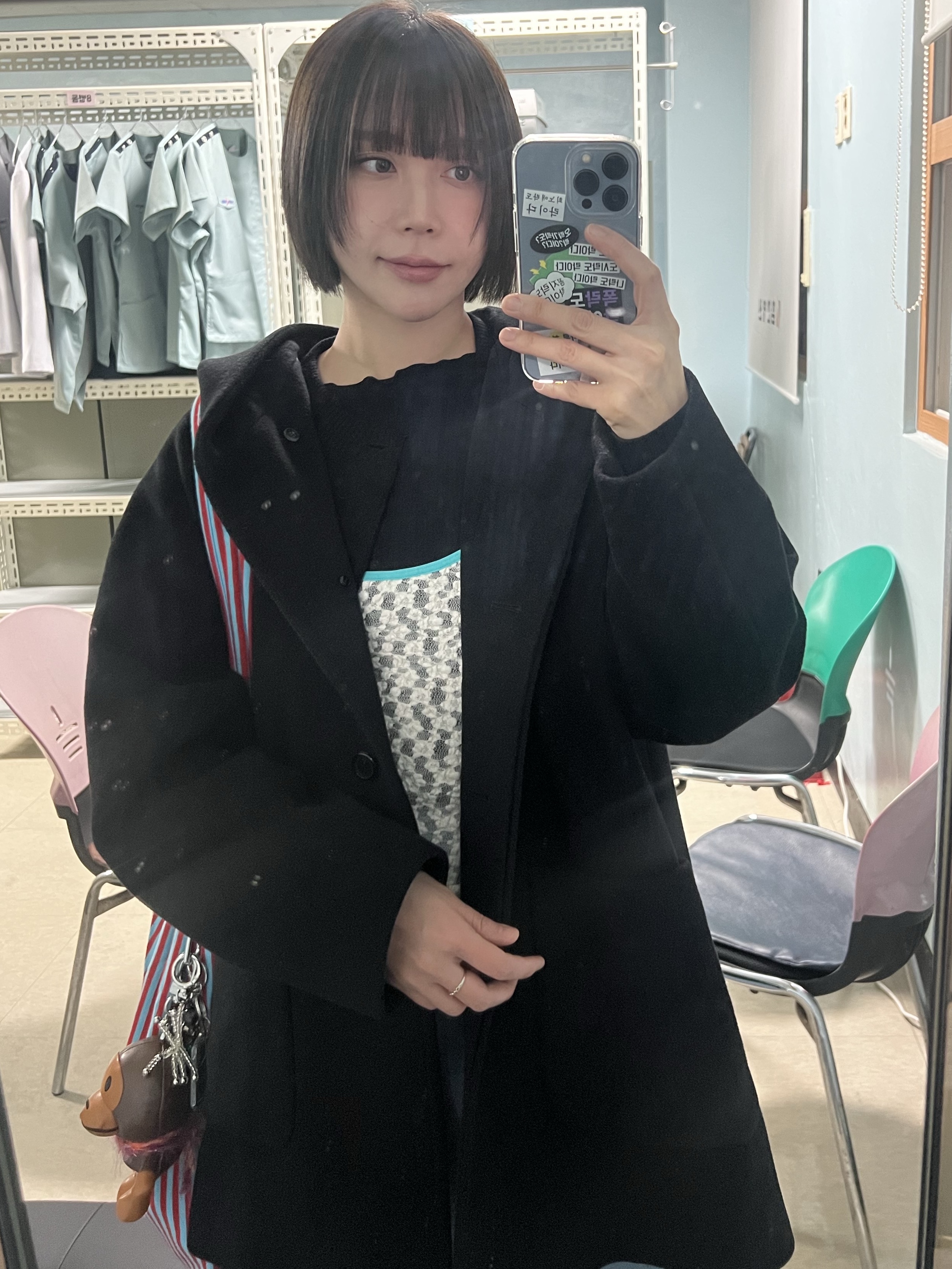 베이스레인지 우먼 오마토 롱 슬리브 블랙 - 24FW, 아디다스 아디컬러 클래식 파이어버드 트랙 팬츠 나이트 인디고 - KR 사이즈 착용 스타일 - 1