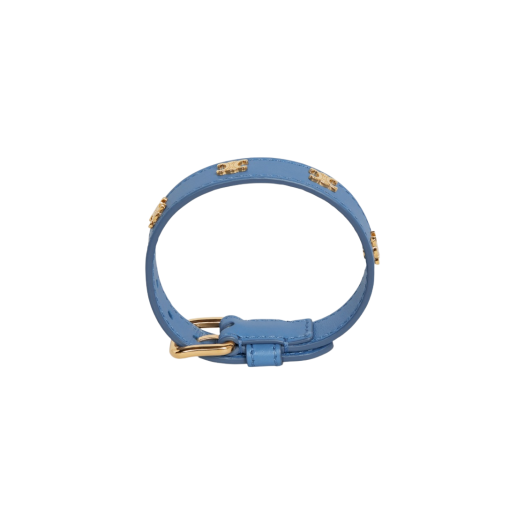 (W) Celine Triomphe Multi Leather Bracelet in Brass with Gold Finish Gold Lavender