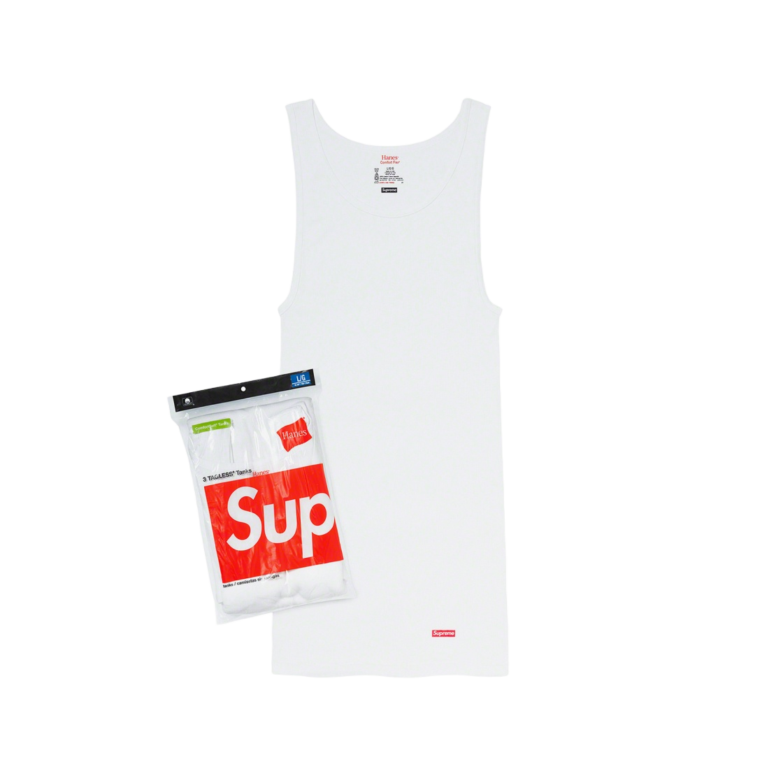 슈프림 헤인즈 태그리스 탱크탑 화이트 (3개입)(Supreme Hanes Tagless Tank Tops White (3 Pack))