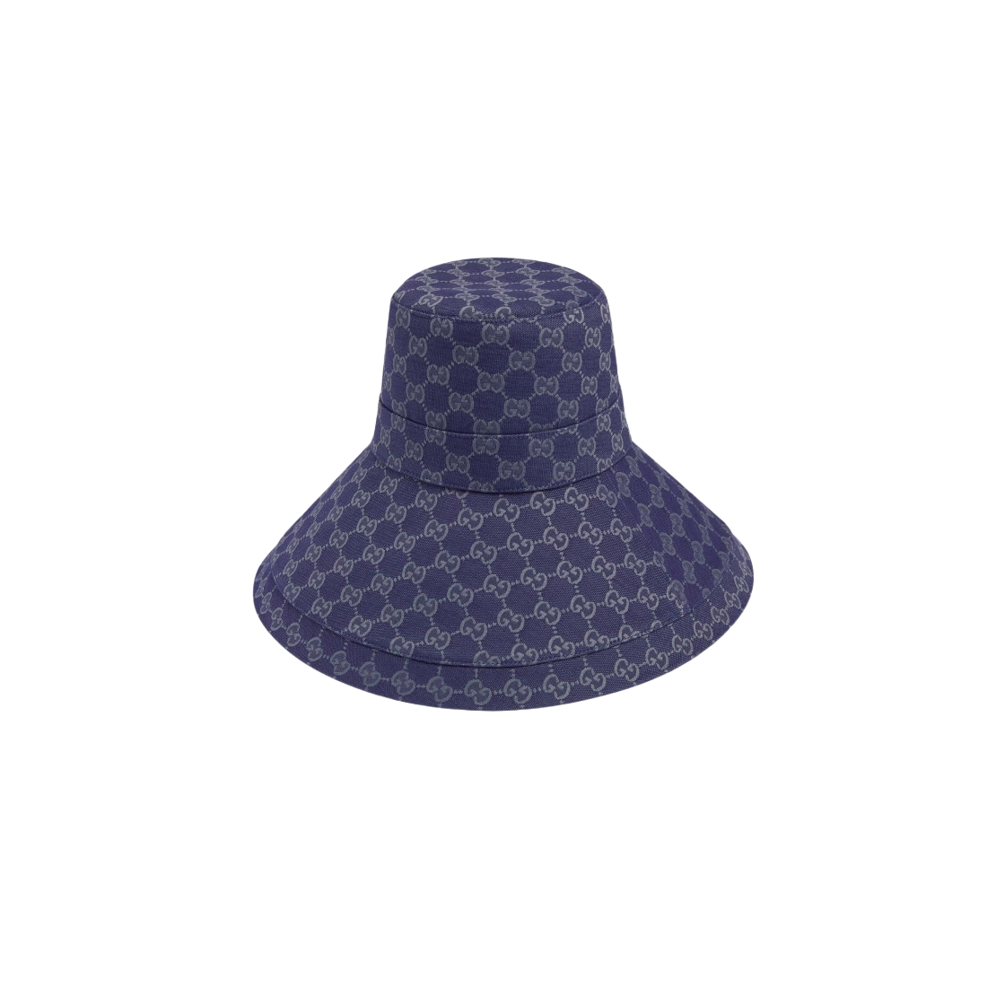 (W) 구찌 GG 캔버스 와이드 브림 햇 블루 그레이((W) Gucci GG Canvas Wide Brim Hat Blue Grey) - 1