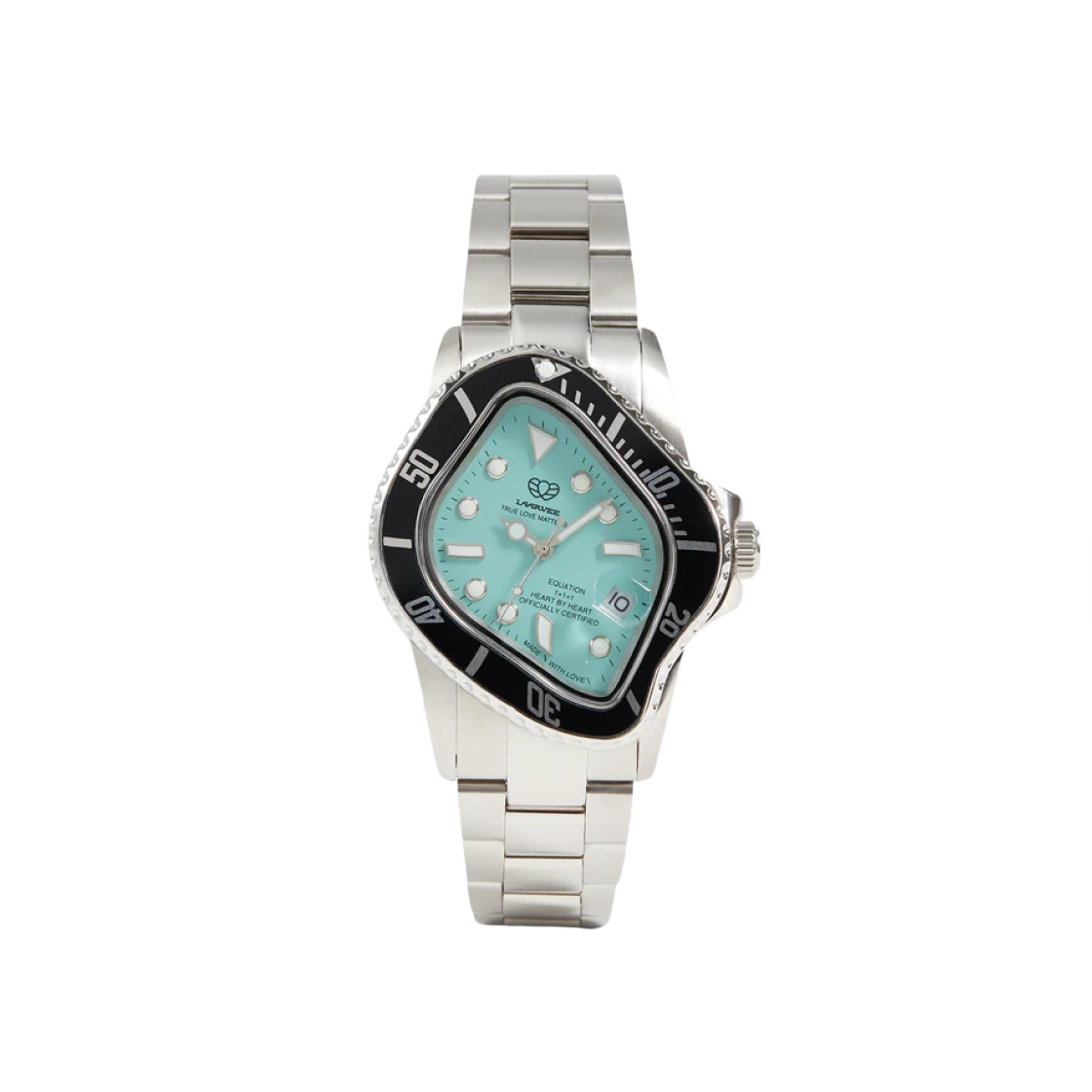 라르비 PEA001 실버 프리시전 스틸 블랙 베젤 터콰이즈 다이얼 - 키스 한정(Laarvee PEA001 Silver Precision Steel Black Bezel Turquoise Dial - Kith Exclusive)