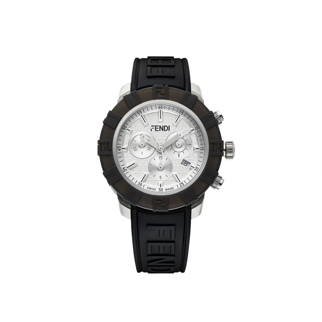 펜디 펜다스틱 크로노그래프 45mm 워치 그레이 실버 블랙(Fendi Fendastic Chronograph 45mm Watch Grey Silver Black)