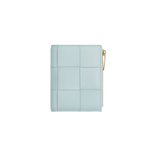 Bottega Veneta Small Cassette Bi-Fold Zip Wallet Teal Washed