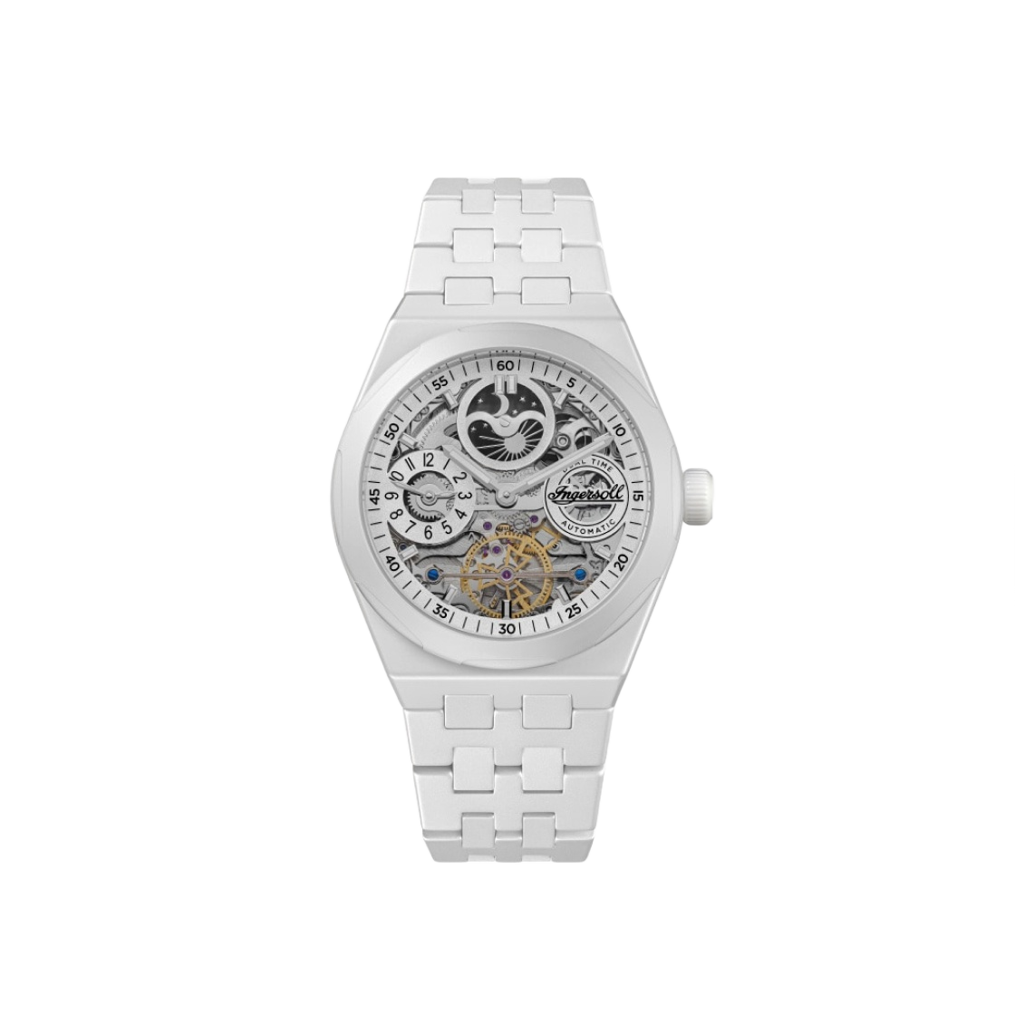 잉거솔 브로드웨이 43mm I15103 오토매틱 세라믹 화이트 화이트 화이트 다이얼(Ingersoll Broadway 43mm I15103 Automatic Ceramic White White White Dial)