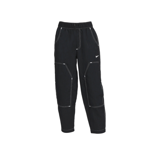 (W) Nike NSW Swoosh High Waisted Woven Pants Black White - Asia