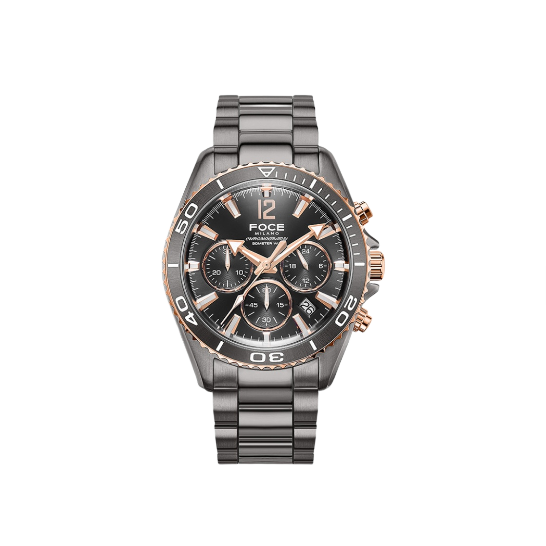 포체 44mm 크로노그래프 메탈 워치 그레이(Foce 44mm Chronograph Metal Watch Grey)