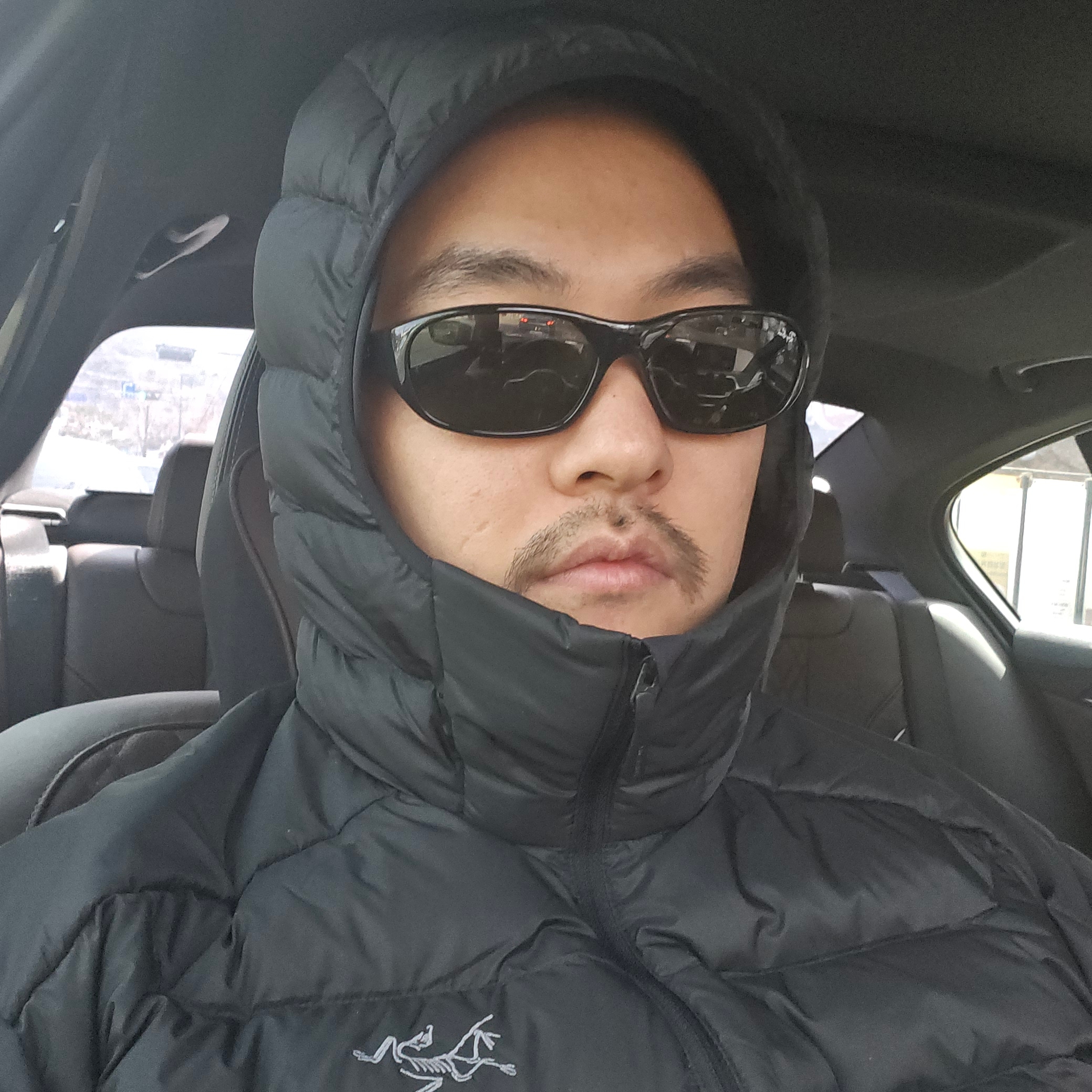 Arc'teryx Cerium Hoody Black, Ray-Ban DADDY-O II Polished Black Frame Green Classic G-15 Lenses 착용 스타일