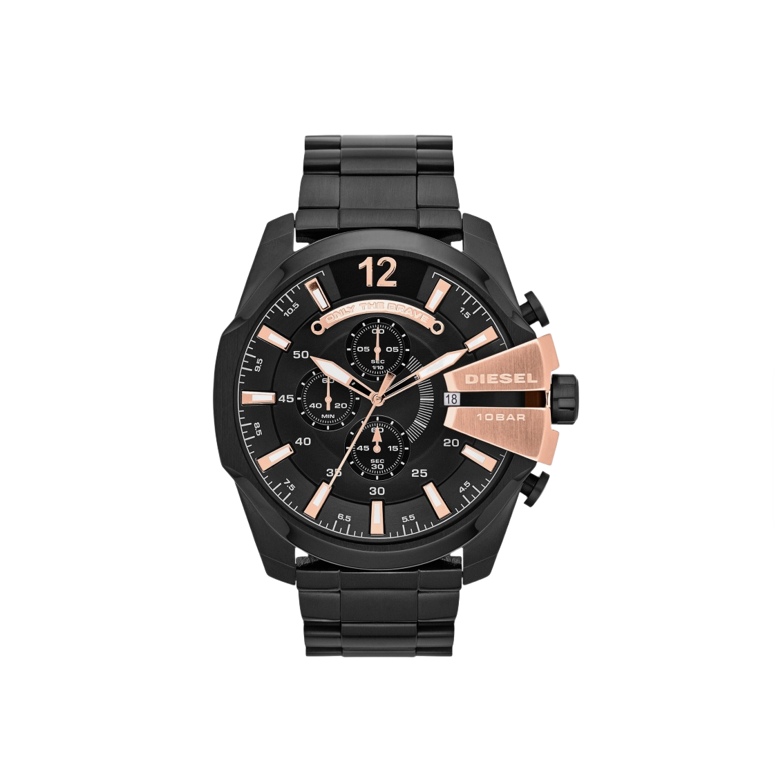 DZ4309 Diesel Dz4309 Mega Chief Chronograph 51mm Rose Gold Accents Stainless Steel Black